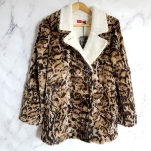 Philanthropy Faux Fur Leopard Sherpa Jacket, SM